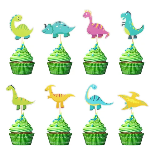 Miniatura 7 de Decoración de pastel de dinosaurio con hojas Dinsaurs para pastel de cumpleaños con temática de dinosaurios, baby shower, niños, fiesta de Hb Dino