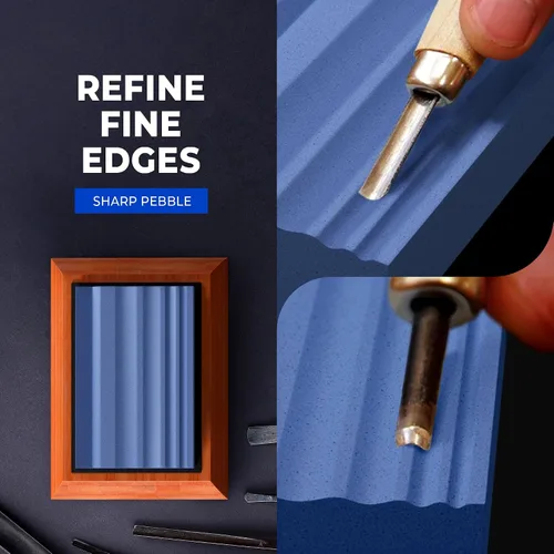 Miniatura 6 de Piedras de afilar Sharp Pebble para herramientas de tallado de madera - Dos piedras de afilar de grano 400 y 1000 para gubias - Sistema de afilado