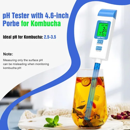 Miniatura 3 de Medidor de pH para Agua Probador de pH Digital con Sonda de pH de 4.6in Medidor de pH de Laboratorio Lector de pH con ATC para Enlatado Kit
