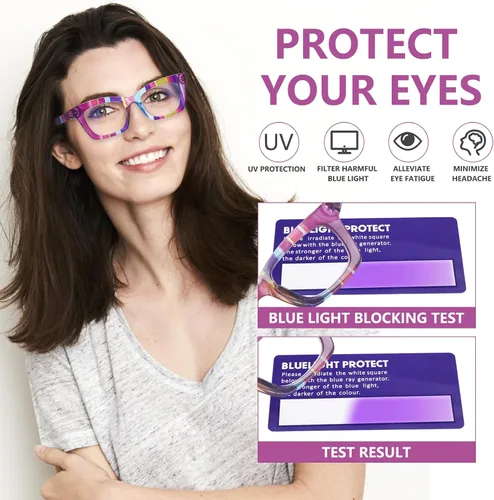 Miniatura 5 de SIGVAN - Paquete de 6 gafas de lectura estilo Oprah con bloqueo de luz azul, montura cuadrada, bisagra de resorte para computadora para mujeres y 6