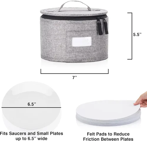Miniatura 2 de Contenedor de almacenamiento de porcelana para platillo, cuencos y platos de aperitivos, se adapta a platos de hasta 6.5 pulgadas de ancho, incluye
