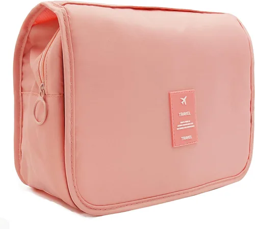Miniatura 14 de Trawila Neceser colgante de viaje, bolsa de cosméticos, organizador de maquillaje para hombres y mujeres con gancho resistente, Gris (Grey Flower)
