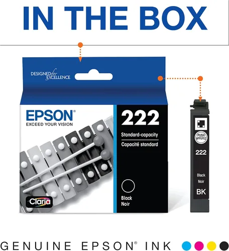 Miniatura 6 de Epson T222 Paquete múltiple negro de alta capacidad y color de capacidad estándar y cartucho de tinta negra T222, capacidad estándar