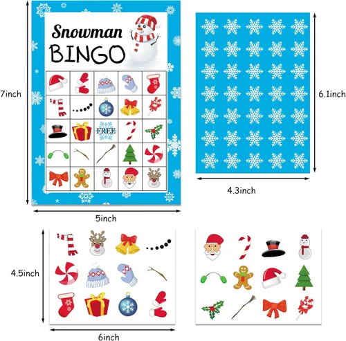 Miniatura 4 de Joy Bang Juego de Bingo de Navidad para Niños y Adultos - Juego de Bingo de Muñeco de Nieve Juegos de Actividades de Manualidades Navideñas