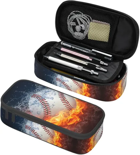 Miniatura 22 de Estuche de lápices con textura de pelota de fútbol americano, bolsa de almacenamiento de gran capacidad, bolsas de papelería con cremallera, soporte