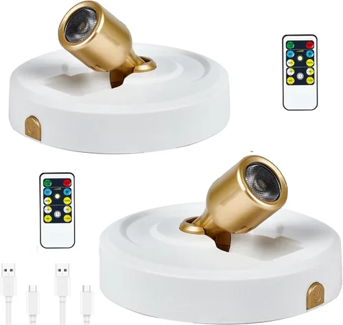 Miniatura 12 de Foco inalámbrico a pilas con control remoto, paquete de 2 luces para debajo del armario con función de temporizador para debajo del mostrador