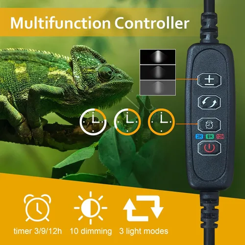 Miniatura 5 de Luz de reptil UVB/UVA ajustable de 6 pulgadas con temporizador y atenuador, para reptiles de selva tropical y desierto, pitón, tortugas, luz
