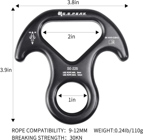 Miniatura 8 de 30kN/35kN/40kN Rescate Figura 8 Descender Engranaje de escalada Equipo de descenso Dispositivo de rappeling de placa de aparejo para escalada