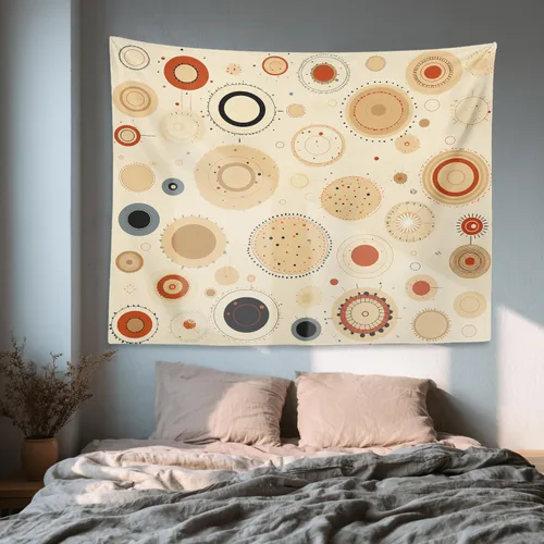 Miniatura 6 de Shrahala Circles Tapestry, Abstract Art With Various Circles Wall Hanging Hd Print Polyester Backdrop For Dorm Room Bedroom 30 X 40 In