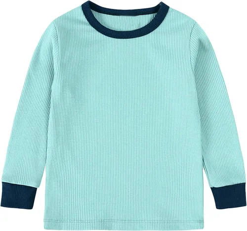 Miniatura 8 de OPAWO Pijama de bambú para niños pequeños, camiseta acanalada y pantalones de 2 piezas para niña, ropa de otoño para bebé, ropa de invierno de 1 a 7