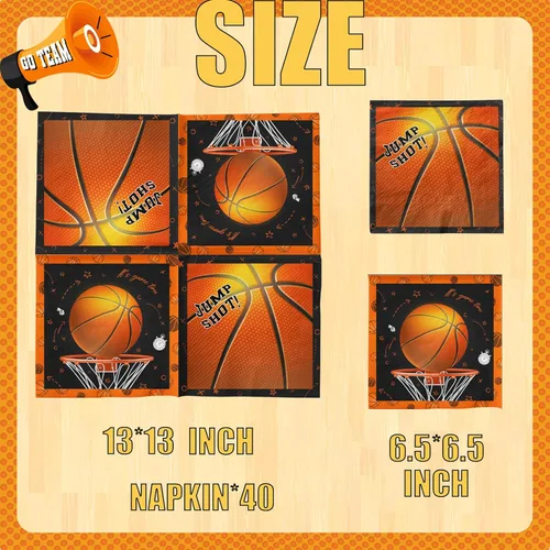 Miniatura 6 de 40 servilletas de baloncesto, decoraciones de fiesta de baloncesto, servilletas de cena para suministros de fiesta de cumpleaños con temática