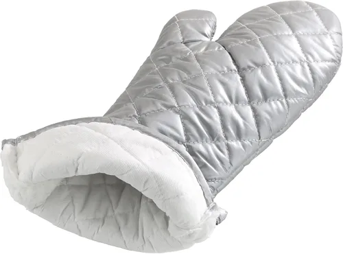 Miniatura 3 de New Star Foodservice Guantes de horno con defensa adicional, hasta 400F, tela entretejida plateada/silicona, 15 pulgadas, juego de 2