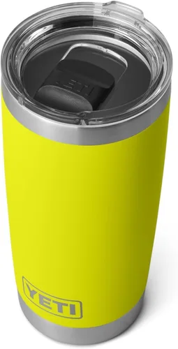 Miniatura 3 de YETI Rambler - Vaso de acero inoxidable con aislamiento al vacío de 20 onzas con tapa MagSlider amarillo (Firefly Yellow)