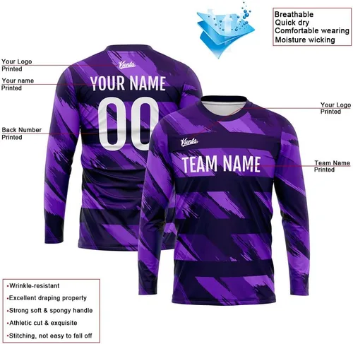 Miniatura 3 de Camiseta personalizada de manga larga de baloncesto, fútbol, fútbol americano, para adultos y niños