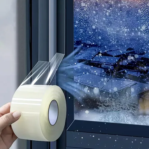 Miniatura 8 de Cinta transparente para sellado de ventanas 5 cm x 20 m, resistente a la intemperie, para aislamiento de corrientes de aire, sin residuos, adhesiva