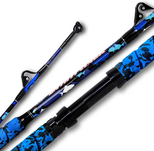 Miniatura 9 de Fiblink Caña de pescar de agua salada, 1 pieza/2 piezas, caña de arrastrar en alta mar, caña de pesca de gran juego, barco convencional, camuflaje