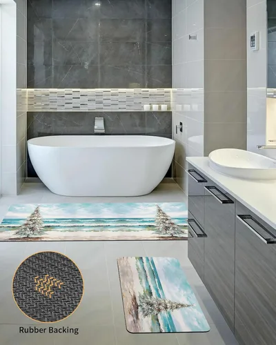 Miniatura 5 de Tapete de baño de Navidad para bañera, antideslizante, de secado rápido y absorbente, tierra de diatomeas, fregadero, dormitorio, cocina, lavable