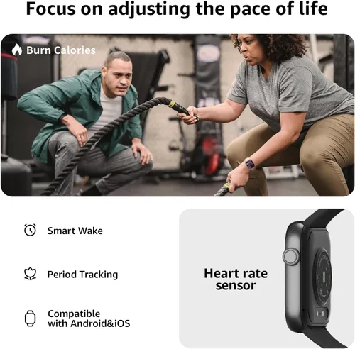 Miniatura 4 de Reloj inteligente para hombres y mujeres, responder/hacer llamadas, reloj inteligente de 1.85 pulgadas, reloj de fitness con monitor de sueño