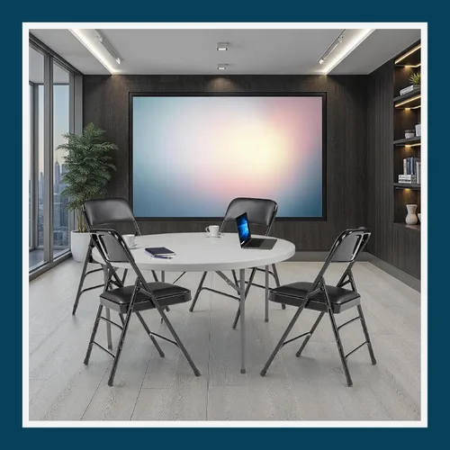 Miniatura 2 de OEF Furnishings OEF1300 Series - Sillas plegables acolchadas de vinilo de alta calidad con soporte de triple soporte, capacidad de 500 libras, Negro