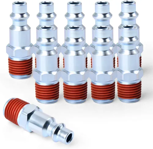 Miniatura 24 de GASHER 5 piezas de ajuste de herramienta de aire industrial de acero inoxidable 304 NPT hembra de 1/4 pulgada, tapones neumáticos de alto flujo
