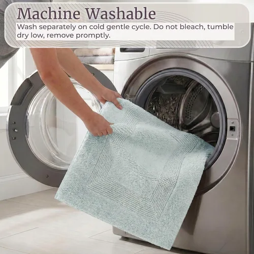 Miniatura 6 de Lavish Home, tapete de baño larga, reversible, 100 % algodón, 2 unidades Espuma de mar