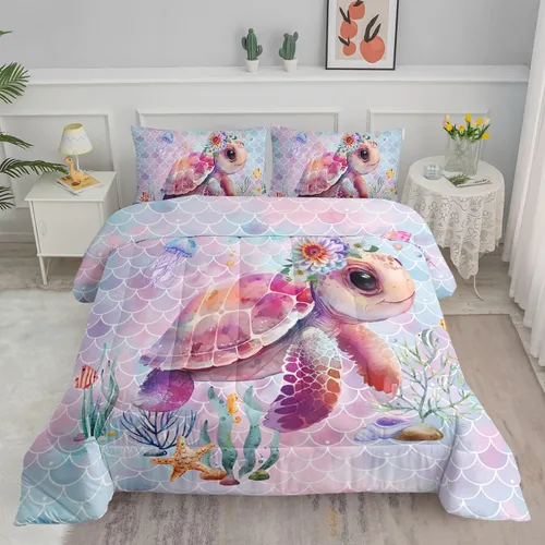 Miniatura 9 de Juego de ropa de cama Kawaii de fresa para niñas, juego de ropa de cama con patrón de cuadrícula rosa con 1 edredón y 2 fundas de almohada