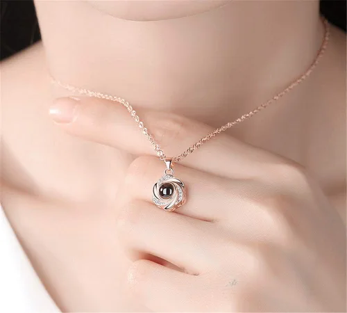Miniatura 5 de a266XDKSJK Collar con foto personalizado con texto en inglés "I Love You" en 100 idiomas, personaliza el nombre de tu amante en el collar