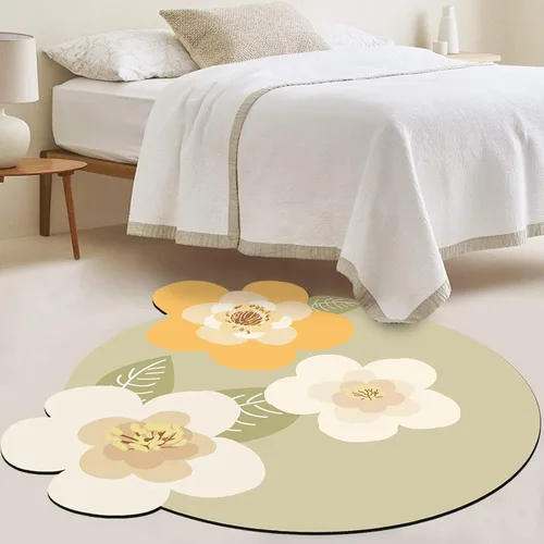 Miniatura 4 de ABREEZE Esterilla de meditación de flores grandes irregulares antideslizante redonda Pilates Yoga Mat de goma natural con superficie de gamuza