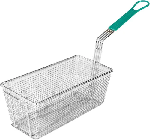 Miniatura 7 de TrueCraftware -Cesta rectangular de 12-1/8 x 6-1/4 x 5-1/4 pulgadas con gancho, hierro chapado en níquel resistente con mango recubierto de naranja
