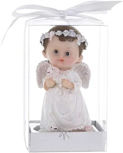 Figura de recuerdo, 12 piezas, ángel blanco con cordero, decoraciones impresionantes o recuerdos de fiesta, para bautismo, primera comunión,