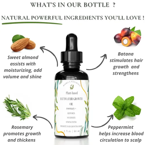 Miniatura 3 de Mamela Naturals Aceite de batana para el crecimiento del cabello, mezcla 100% pura y natural con romero crudo y orgánico, almendra, aceite de menta