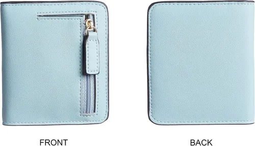 Miniatura 5 de Gostwo - Cartera compacta de piel genuina de lujo para mujer con bloqueo de RFID y ventana de identificación