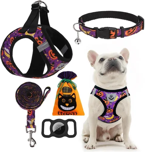 Miniatura 35 de EXPAWLORER Arnés Clásico de Plátanos para Cachorros - Juego de Arnés y Correa para Perros Pequeños - Juego de Collar y Correa para Perros con Azul
