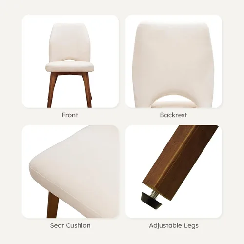 Miniatura 8 de Juego de 2 Sillas de Comedor – Sillas de Cocina Modernas Tapizadas (Sillas de Comedor) con Respaldo Alto Recortado Único y Patas de Madera, Silla