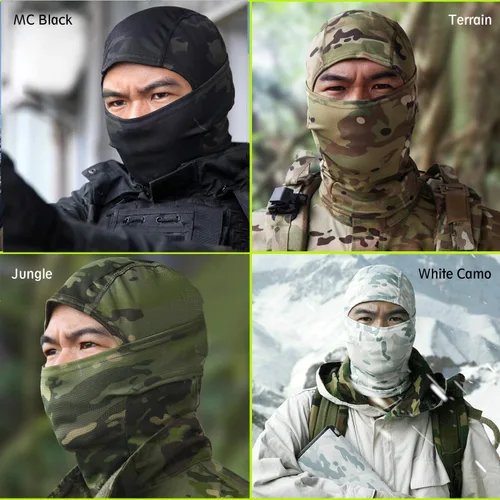 Miniatura 6 de Máscara facial de camuflaje militar, bandana, pasamontañas, capucha para hombres y mujeres, entrenamiento táctico, ciclismo, esquí, resistente al