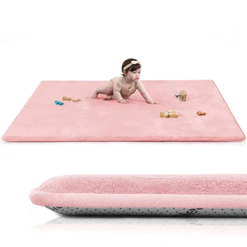 Miniatura 25 de Huloo Sleep Alfombra de Juego para Bebés para Piso, Espesor de 1.3" de Espuma Elástica, Alfombra de 1.27m×1.27m para Tiempo de Barriga, Terciopelo