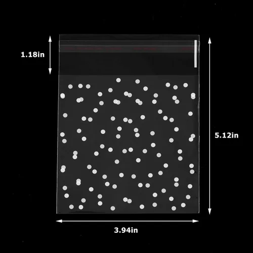 Miniatura 2 de 400 bolsas de celofán transparentes con diseño de lunares, color blanco y blanco
