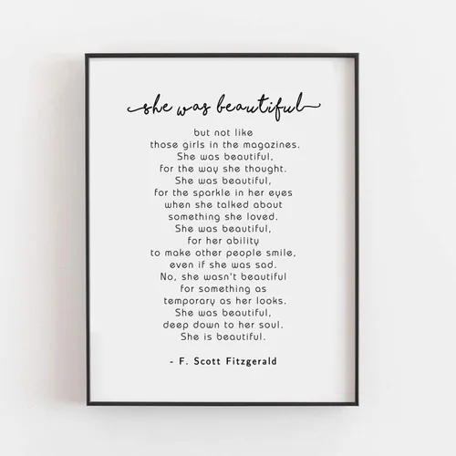 TSDTUO Cartel de She Was Beautiful Girls, decoración de guardería, cita de amor, decoración de dormitorio, impresiones inspiradoras de 8 x 10