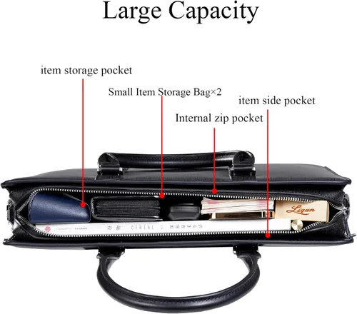 Miniatura 4 de Maletines de cuero genuino para hombres bolsa de ordenador portátil con cerradura 14 pulgadas Business Messenger Bag