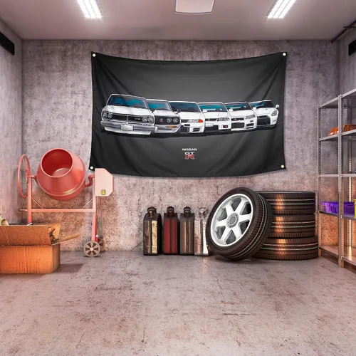 Miniatura 2 de Bandera de coche de 3 x 5 pies para fanáticos de GTR JDM, gran garaje, resistente, poliéster 200D, tapiz de pared, decoración de póster