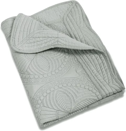 MONOBLANKS Manta de Edredón de Bebé Personalizada Monograma Ligera con Relieve Escalonado para Todas las Estaciones (Gris)