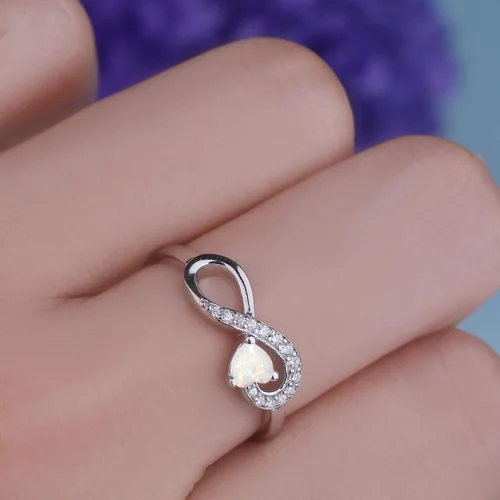 Miniatura 13 de Anillo Jo Wisdomo de compromiso. de plata esterlina, con corazón e infinito, anillo de amistad, para ella