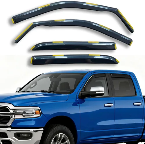 Miniatura 11 de Protectores de lluvia extra duraderos en el canal, viseras de ventana para camioneta Silverado/Sierra 1500 Crew Cab 2019-2026, deflectores