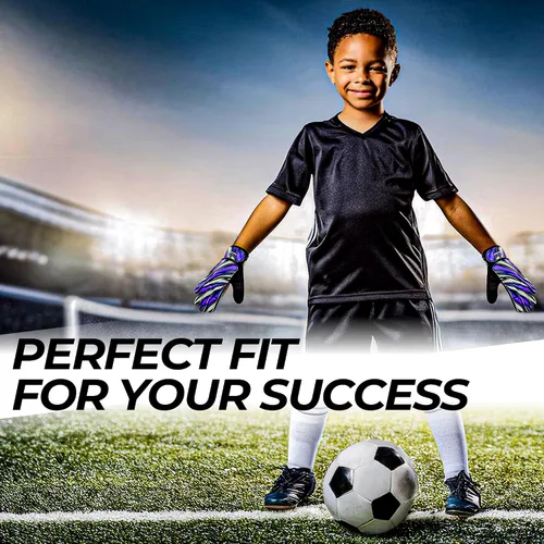 Miniatura 4 de FIGHTSENSE Guantes de portero de fútbol para niños y jóvenes, guantes de portero de fútbol, palma de látex de 4 mm, transpirable, antideslizante
