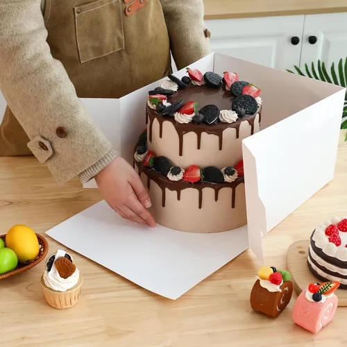 Miniatura 6 de Moretoes 15 cajas para tartas, cajas de panadería blancas de 12 x 12 x 8 pulgadas con contenedores de ventana para tartas, cajas altas de cartón