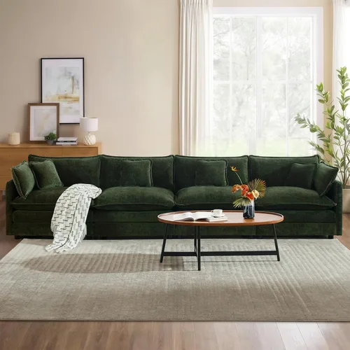Miniatura 53 de Sofá seccional modular convertible de 76.7", sofás de dos plazas de chenilla con asiento profundo y cojines tipo loveseat para sala de estar, Beige