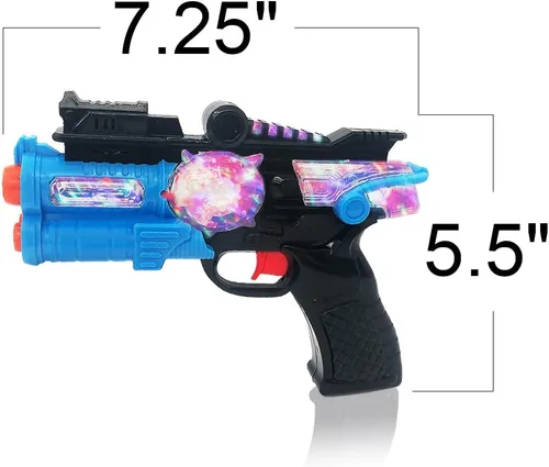 Miniatura 3 de ArtCreativity Pistolas de juguete iluminadas para niños (juego de 2), lanzadores espaciales rojos y azules con LED intermitentes y efectos