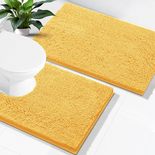Miniatura 135 de Smiry Juego de 2 alfombras de baño, felpilla suave y absorbente, lavable a máquina, antideslizantes, para bañera, ducha y suelo