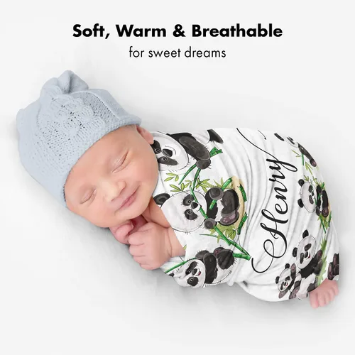 Miniatura 4 de Manta de bebé panda personalizada, manta de bebé safari, manta de bebé de animales de la selva, manta de bebé bosque, manta de animal del zoológico