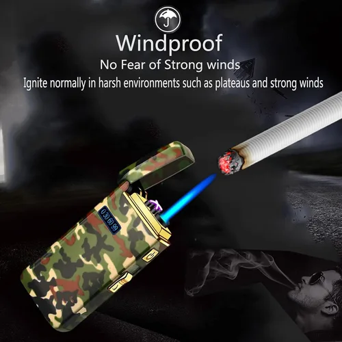 Miniatura 5 de Arc Jet - Encendedor de llama, 2 en 1, eléctrico recargable por USB, a prueba de viento, encendedor infinito, butano recargable para puros